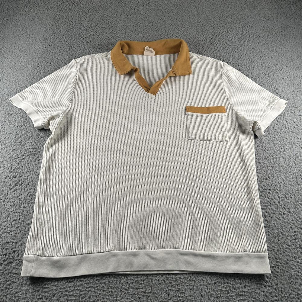 Dandy Del Mar Polo Waffle Knit Shirt Mens 3XL(2XL Fits) Beige Casual Resort